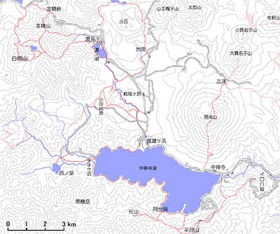 magnifying blank map of Oku-Nikko
